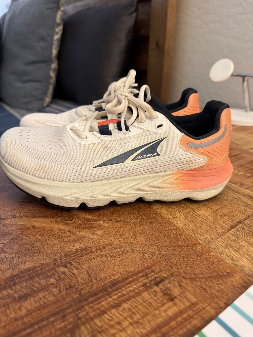 Altra White Running Sneakers with Peach/Pink Accents - Picture 4 of 12